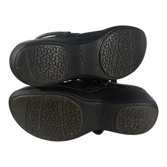 Dansko EU 36 US 5.5-6 Allison Black Tooled Leather Slingback Mules Clogs - Picture 9 of 9